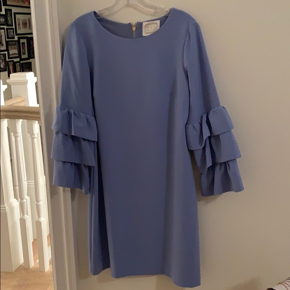 Sail to Sable periwinkle ruffled sleeve dress
